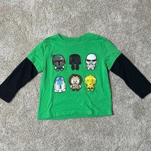 💚🖤 Green and Black Star Wars Baby Characters Long Sleeve T-Shirt Size 4T 🖤💚